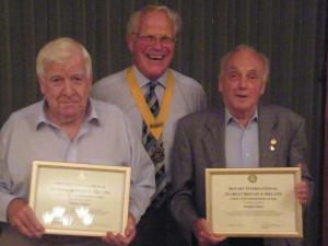 Pictured are Mike Ogden, left, and Doug Fisher, right, receiving their Certificates from Vice Chairman, John Orbell